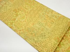 佐賀錦ふくれ織道長取りに華紋・花鳥・古典柄模様織出し袋帯